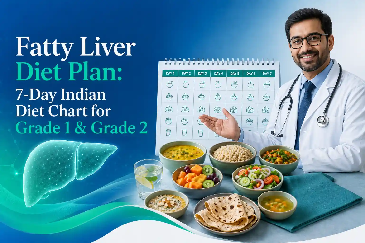 7 day indian diet chart for grade 1 and grade 2 fatty liver